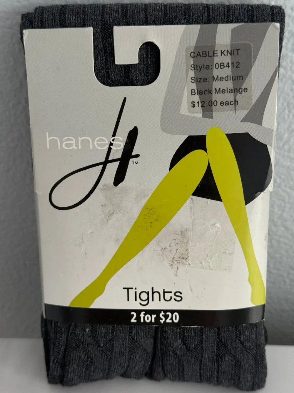 HANES Control Top Cable Knit Textured Tights